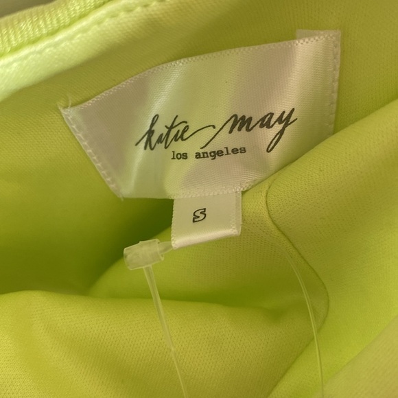 NWT Katie May Green Chartreuse Gown Open Slit Size Small - Picture 8 of 12